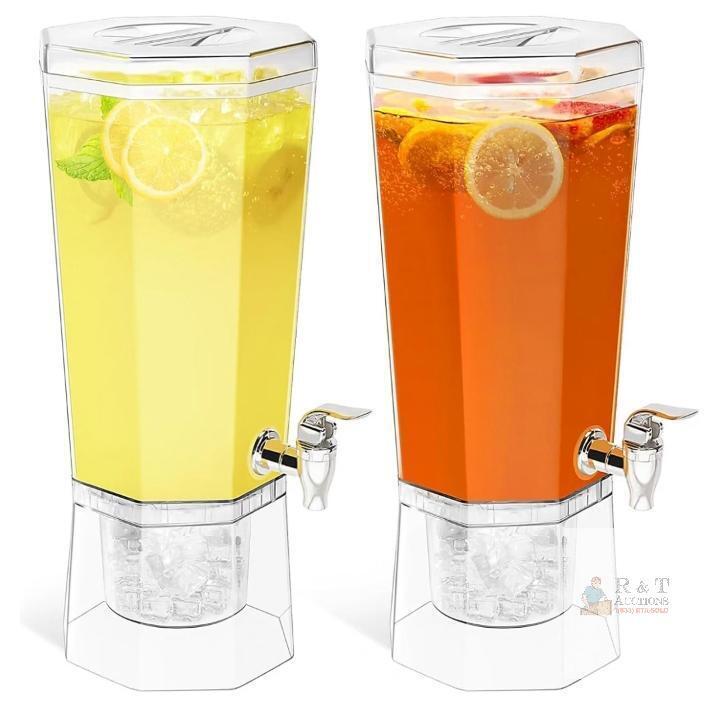 NEW Lifewit 1 Gallon Drink Dispenser Set &ndash; 2 Pcs, BPA-Free PET Plastic, with Ice Base & Leakproof Spigot
