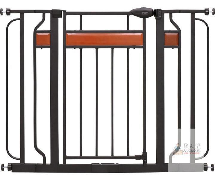 NEW Regalo Home Accents Extra Wide Walk Thru Baby Gate, 30-41.5" Wide, 30" Tall, Black/Cherry