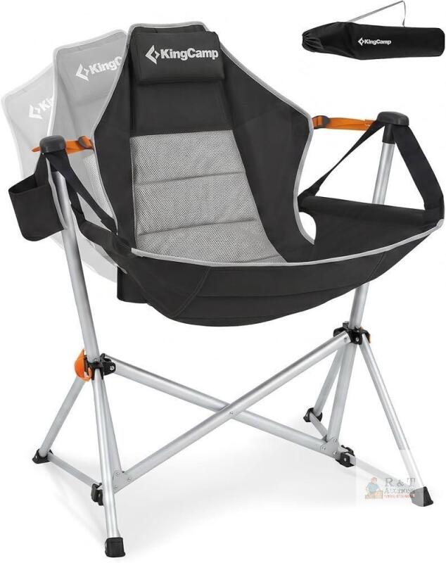 NEW KingCamp KC2227 ORCHID C10 Folding Hammock Camp Chair, 264 lbs Capacity, Black/Grey