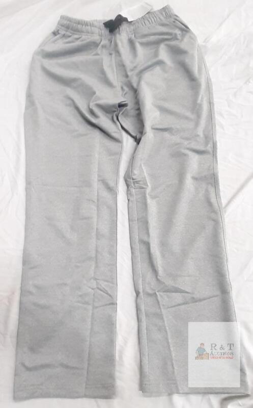 NEW Light Gray Athletic Track Pants Small, 95% Polyester 5% Spandex, Elastic Waist, Straight Leg