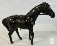 Vintage Leather-Wrapped Model Horse Figurine with Saddle and Bridle, 12"