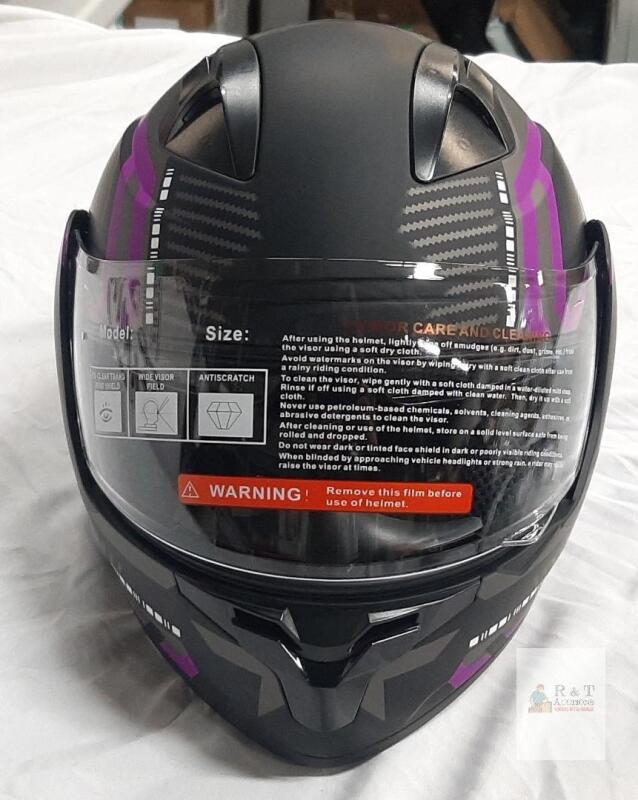 NEW Sanding CH-103 Full-Face Motorcycle Helmet, DOT Certified, Size S (55&ndash;56 cm), Matte Black/Purple