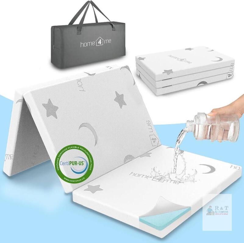 NEW home4me Trifold Pack and Play Mattress 38"x26"x2.4" Dual-Sided Memory Foam w/ Carry Bag