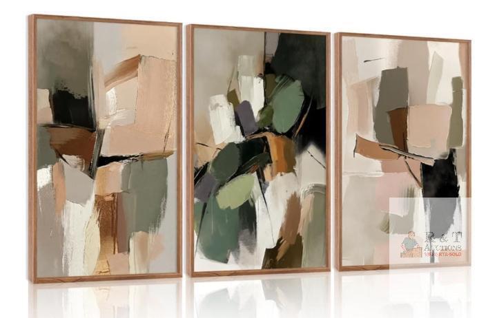 CHDITB 3-Piece Abstract Modern Framed Canvas Wall Art Set &ndash; 16"x24" Each