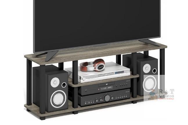 NEW Furinno 3-Tier TV Stand, 44"x12"x16", French Oak, No Tools Assembly, Holds TVs Up To 50"