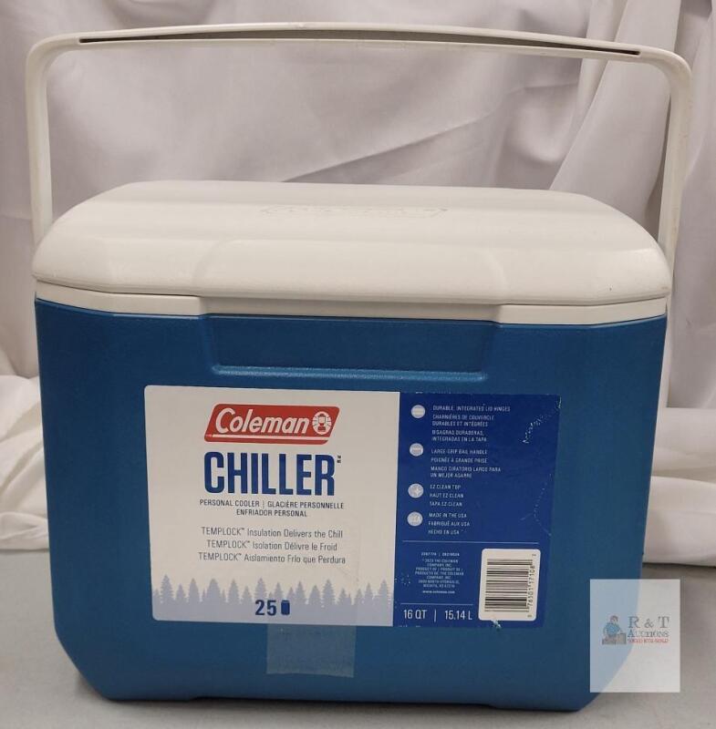 NEW Coleman Chiller 16-Quart Portable Cooler, Blue/White, TempLock&trade; Insulation, Made in USA
