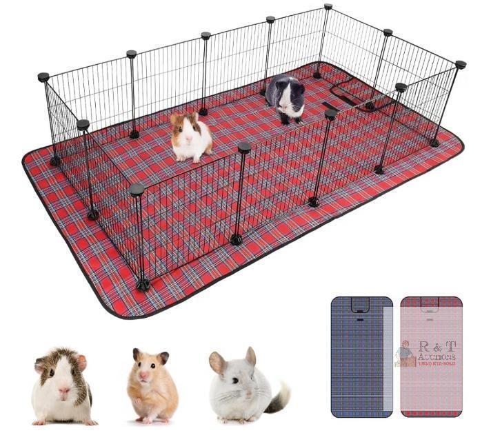 NEW 12-Panel Small Animal Playpen with Waterproof Mat, Configurable Metal Wire Cage for Guinea Pigs and Hamsters