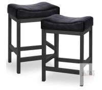 Counter Height Saddle Bar Stools KS861P-Black, 24.75" PU Leather, Metal Base, Set of 2 MISSING HARDWARE AS IS
