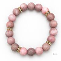 New Pink Beaded Bracelet with Gold-Tone Sparkle Spacers