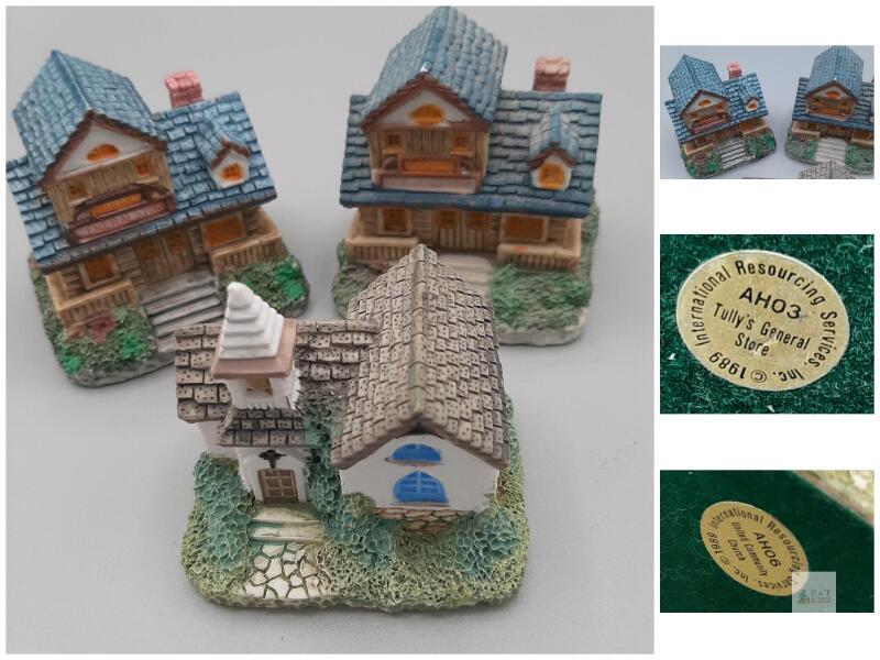 Miniature Village Trio, Two Stores & One Church