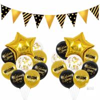 New Black & Gold Welcome Home Balloon & Triangle Banner Set