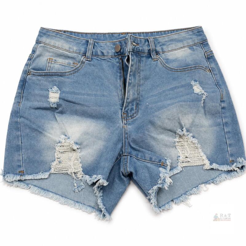 New Light Wash Distressed Denim Shorts, Size Medium