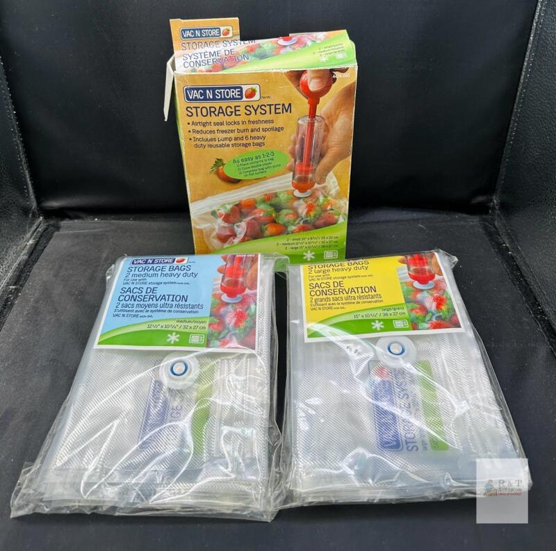 VAC N STORE Manual Vacuum Food Storage System with 6 Bags
