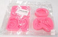 new Set of 4 Sea Wave Silicone Molds, M145, Palm Tree Designs, Pink, Flexible, Food-Grade, China
