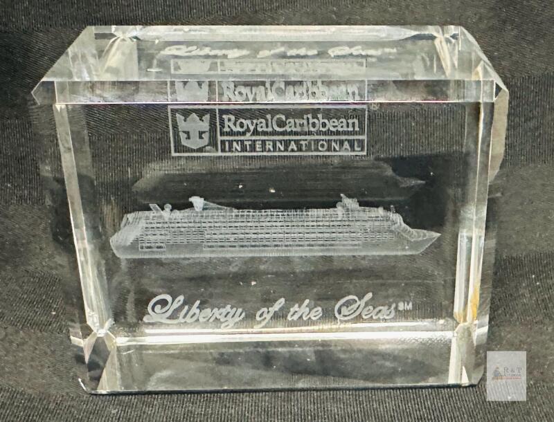 Royal Caribbean Liberty of the Seas 3D Laser-Etched Crystal Souvenir with Original Display Box