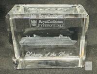 Royal Caribbean Liberty of the Seas 3D Laser-Etched Crystal Souvenir with Original Display Box