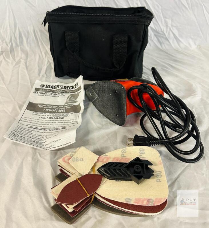 Black & Decker MS550G Mouse Detail Corded Sander/Polisher Kit, 120V, 11,000 OPM, Pads, Bag