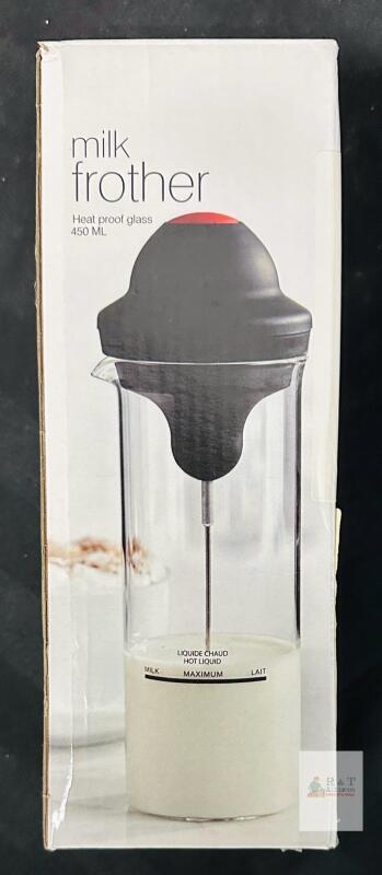 IKEA Milk Frother 200275, Battery Operated, Heat-Proof Glass, 450mL, Black
