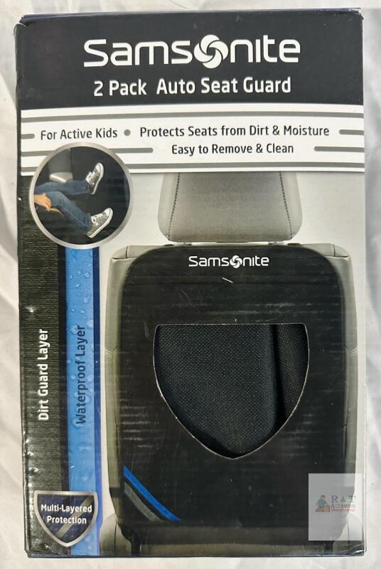 Samsonite Auto Seat Guard 2-Pack, 23"x18", Multi-Layer, Waterproof, Universal Fit, Black- AS NEW