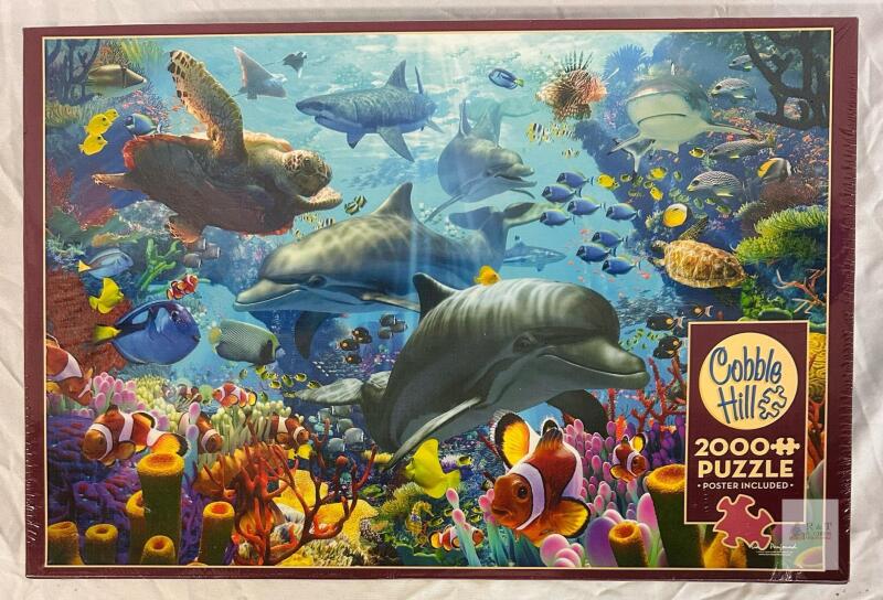 Cobble Hill Coral Sea 2000-Piece Puzzle, Random Cut, Poster Included, Made in USA SEALED