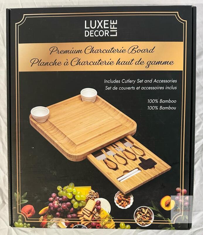 Luxe Decor Life Premium Bamboo Charcuterie Board Set with Accessories NEW