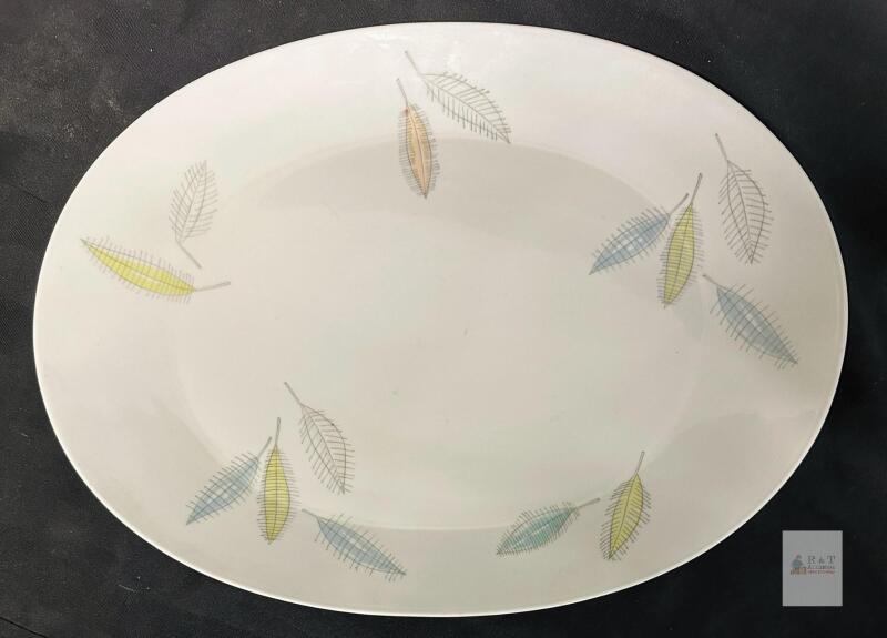 Rosenthal Germany Oval Serving Platter, Mid-Century Leaf Pattern, 15" Fine Porcelain