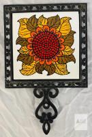 Holt Howard 5063 Sunflower Ceramic Tile in Cast Iron Frame