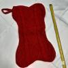 New Furbaby Red Cable-Knit Bone-Shaped Christmas Stocking - 2