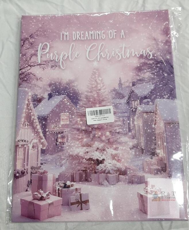 Framed Canvas Wall Art - "I'm Dreaming of a Purple Christmas" - Serial X004VR7K3J