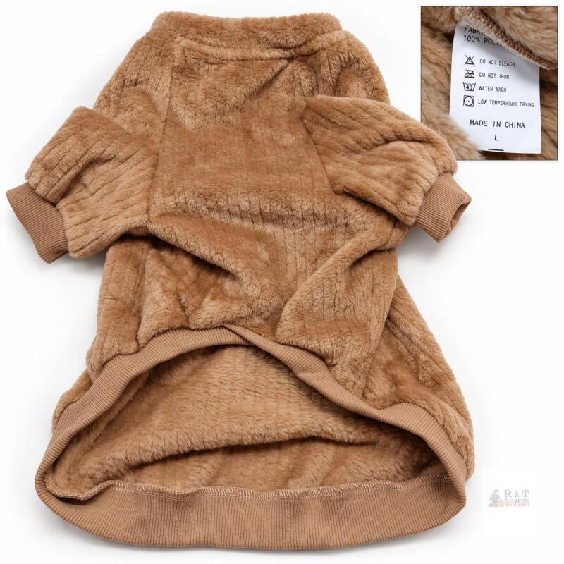 New Kuoser Tan Plush Dog Sweater, Size L