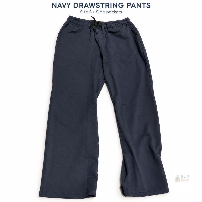 New Navy Drawstring Pants with Pockets, Size S