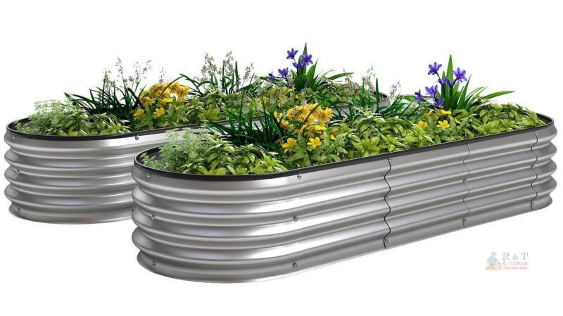 2 New - 6 x 2 x 1 ft Galvanized Raised Garden Beds, Silver