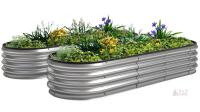 2 New - 6 x 2 x 1 ft Galvanized Raised Garden Beds, Silver