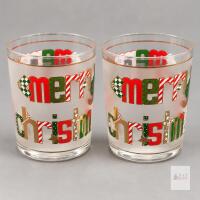 Pair of Culver &ldquo;Merry Christmas&rdquo; Glass Tumblers