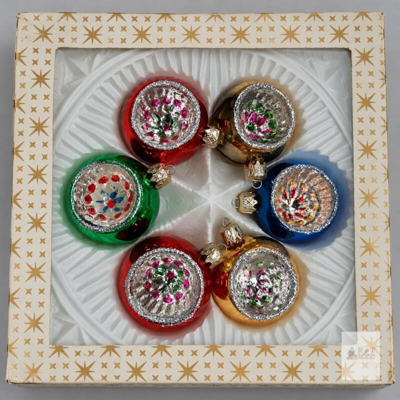 Boxed Set of 6 Colourful Reflector Christmas Ornaments