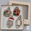 Boxed Set of 4 Figural & Decorated Glass Christmas Ornaments