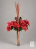 Tall Christmas Poinsettia Arrangement in Clear Umbra Vase top of branch to base 36"