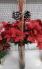 Tall Christmas Poinsettia Arrangement in Clear Umbra Vase top of branch to base 36" - 2