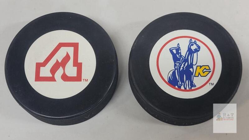 Vintage Atlanta Flames & Kansas City Scouts NHL Hockey Pucks