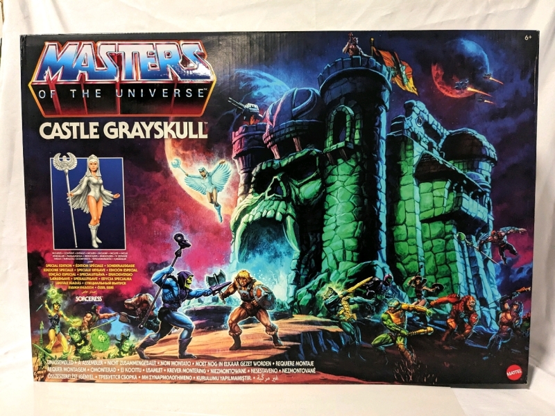 New CASTLE GRAYSKULL Masters of the Universe Playset with Special Edition "Sorceress" Figure.