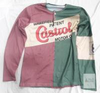 Retro Castrol Racing Jersey &ndash; Wakefield Patent Motor Oil, Long Sleeve, Green/Maroon Color Block, Henley