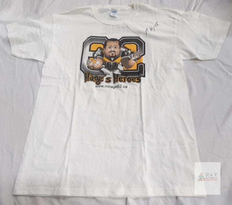 M&O Knits Gold Large T-Shirt &ndash; Hage&rsquo;s Heroes Graphic, Autographed