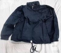 Men's R&R Navy Blue Lightweight Windbreaker Jacket Size Medium Full Zip Drawstring Hem