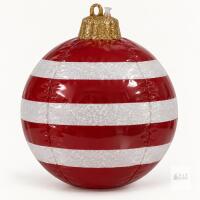 New title Red & White Glitter Striped Inflatable Christmas Ornament with Gold Cap- You must inflate.
