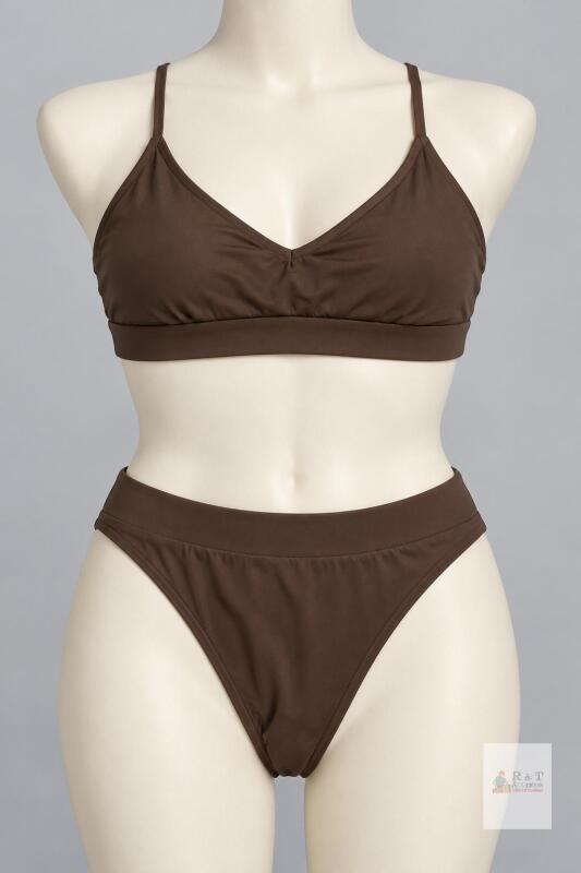 Small Brown Women's Bikini 2-Piece Swimsuit, Criss-Cross Straps, New With Tags