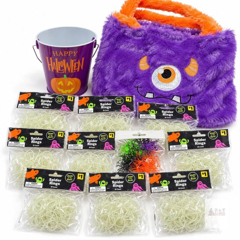 Halloween Monster Bag, Pail & Spider Rings