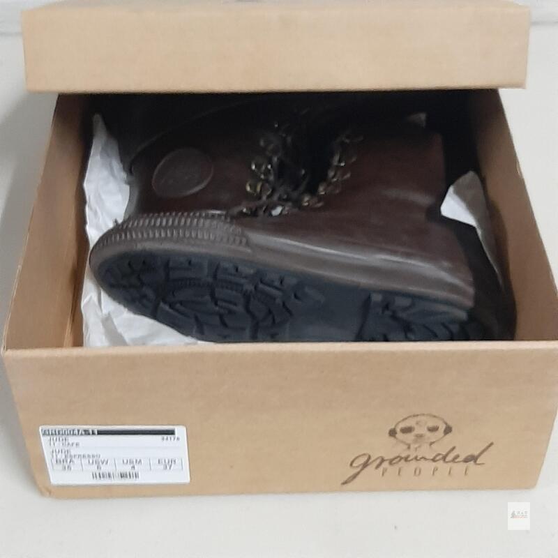 NEW Grounded People Jude Vegan Lace-Up Boots Espresso Brown Size US Women&rsquo;s 6 Men&rsquo;s 4 EU 37 New Boxed