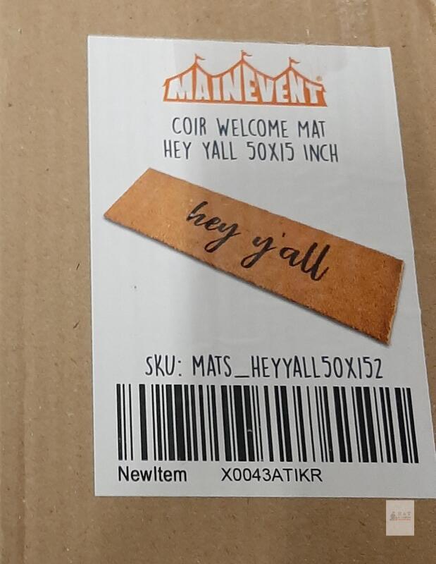 Main Event Coir Welcome Mat, "Hey Y'all", 50x15 in, Natural Coir, Non-slip, Outdoor, X0043ATIKR